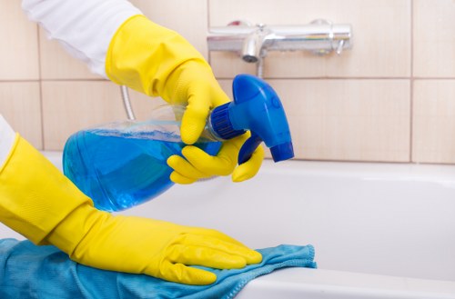 Commercial cleaning team working in a managed SW7 building
