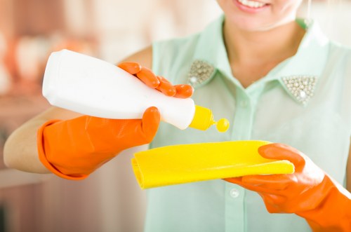 Local cleaner working in a South Kensington apartment kitchen