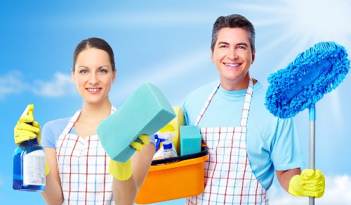 Cleaning staff maintaining a period property office near South Kensington